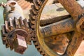 Old rusty and dirty steel gear closeup Royalty Free Stock Photo
