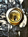 An old rusty door lock, intriguing with a combination of colors along with rust,backgrounds,abstract Royalty Free Stock Photo