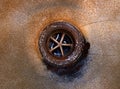 Old rusty drain hole in the sink. Close up. Macro. Grunge, dark style Royalty Free Stock Photo