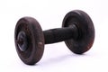 Old rusty dumbbell isolated on white background. Royalty Free Stock Photo