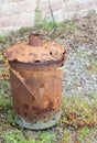 Old rusty dustbin incinerator