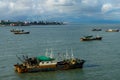 old rusty fishing boat in conakry