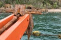 Old rusty folding grapnel anchor