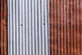 old rusty galvanized. wheathered rust and scratched steel texture corrugated iron siding vintage background.