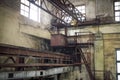 Old rusty gantry crane in abandoned factory Royalty Free Stock Photo