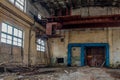 Old rusty gantry crane in abandoned factory Royalty Free Stock Photo