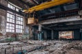 Old rusty gantry crane in abandoned factory Royalty Free Stock Photo