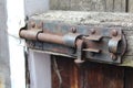 Old rusty garden gate lock