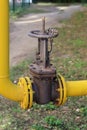 An old rusty gas control valve on the gas pipe Royalty Free Stock Photo