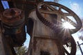 Old rusty gear abandoned industrial ship crane Royalty Free Stock Photo