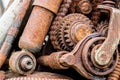 Old rusty gear wheels and sprockets as details of machine Royalty Free Stock Photo