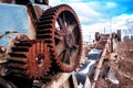 Old rusty gears from the conveyor