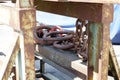 Old and rusty giant metal chains on the metal surface Royalty Free Stock Photo