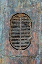 Old rusty grate in a mold on an abandoned ship Royalty Free Stock Photo