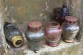 Old rusty grave candles