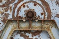 Old rusty machine part with nut and bolt Royalty Free Stock Photo