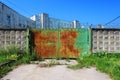 Old rusty green double-leaf iron gate Royalty Free Stock Photo