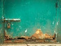 Old and rusty green iron doors Royalty Free Stock Photo