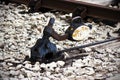 Old rusty grungy railroad shunt