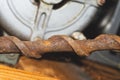 Old rusty hand drill detail close up Royalty Free Stock Photo