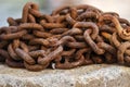 Old and rusty harbor chains. Royalty Free Stock Photo