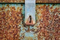 Old Rusty Hinge on Metal Box Royalty Free Stock Photo