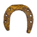 Old rusty horseshoe. Isolated image