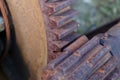 Rusty industrial machine parts gears closeup Royalty Free Stock Photo