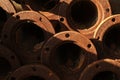 Old rusty industrial water pipes