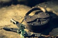 Old Rusty Iron Barn Vintage Antique Lock with Keys Royalty Free Stock Photo