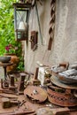 Old rusty iron materials used for decoration