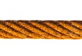 Old rusty iron rope on white background