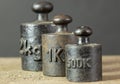 Old rusty iron scale weights Royalty Free Stock Photo