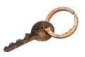 Old rusty key on keyring Royalty Free Stock Photo