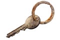 Old rusty key on keyring Royalty Free Stock Photo