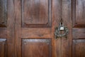 Old rusty and key locks on wooden door Royalty Free Stock Photo