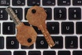 Old and rusty keys on laptop keyboard, computer security and password concept Royalty Free Stock Photo