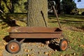 Old rusty kid`s wagon Royalty Free Stock Photo