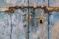 Old rusty latch on an old wood door Royalty Free Stock Photo