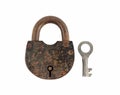 An old rusty lock and key Royalty Free Stock Photo