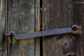 Old rusty lock on the wooden door, background Royalty Free Stock Photo