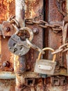 Old rusty locks and chains Royalty Free Stock Photo