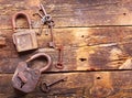 Old rusty locks and keys Royalty Free Stock Photo