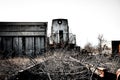 Old rusty locomotive train at a nuclear power plant