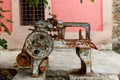 Old rusty machine located in a garden Royalty Free Stock Photo