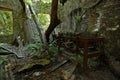 Old rusty machinery in the ancient abandoned mines of Calferro in the archaeological mining park of Mulina di Stazzema Royalty Free Stock Photo