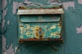 Old rusty mailbox hanging on peeling paint wall Royalty Free Stock Photo