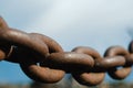 Old rusty metal chain outdoors. Large chain links Royalty Free Stock Photo