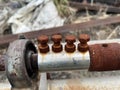 old rusty metal pipe in industry site Royalty Free Stock Photo