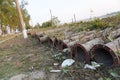 old rusty metal pipe for recycling. Royalty Free Stock Photo